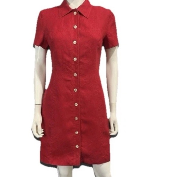 Talbots 100% Linen Button Up Midi Dress Women’s Petite Sz 14 office business - Picture 2 of 6